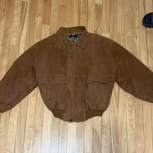 Men's Brown Suede Bomber Jacket